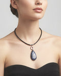 Sodalite Pendant Necklace on Leather Cord