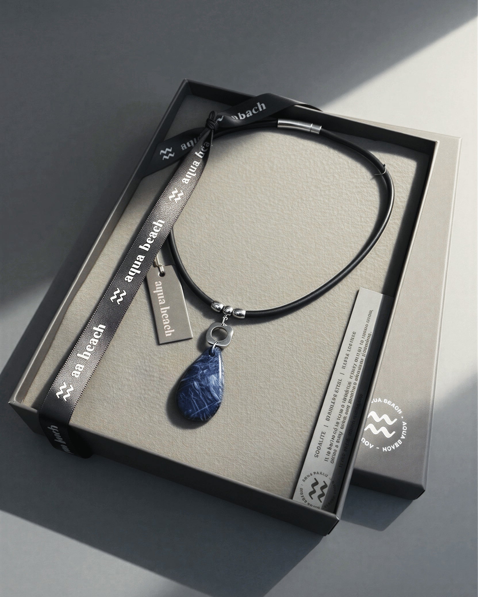 Sodalite Pendant Necklace on Leather Cord