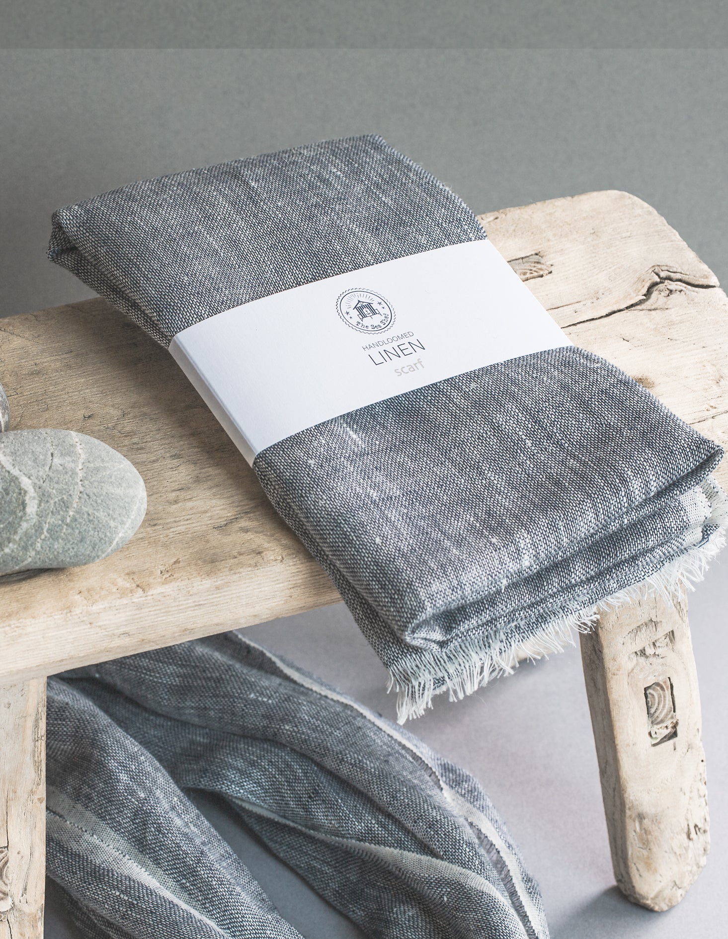 The Sea Shed, Hand Loomed Linen Scarf, with gift bag