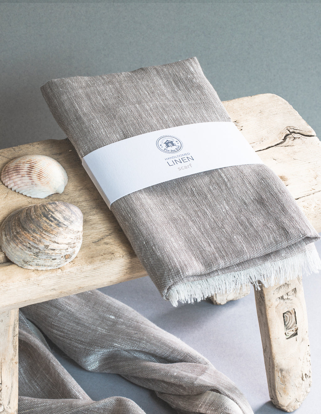 The Sea Shed, Hand Loomed Linen Scarf, with gift bag