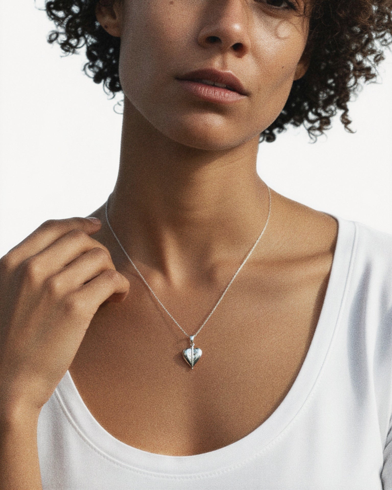 Aqua Beach - Sterling Silver Vintage Heart Pendant